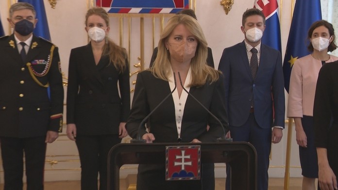Prezidentka Zuzana Čaputová počas prejavu k situácii na Ukrajine.