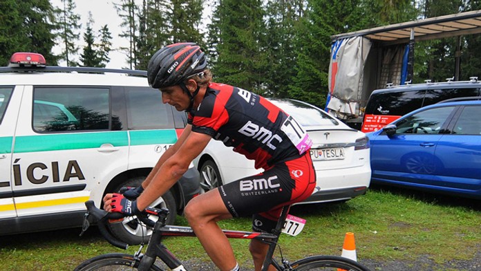 Peter Velits po dojazde do cieľa 5. etapy cyklistických pretekov Okolo Poľska zo Zakopaného na Štrbské Pleso.