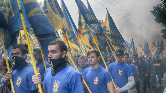 Ukrajinskí nacionalisti v uliciach Kyjeva