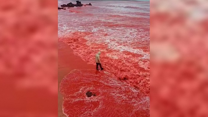 VIDEO: Ako výjav z biblie. More pri slávnej pláži zmenilo farbu na krvavočervenú