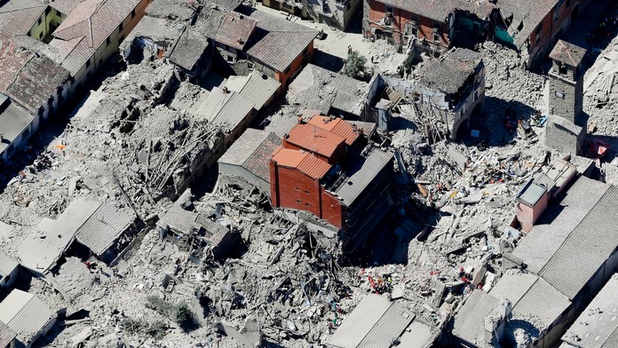 Zemetrasením zničené mesto Amatrice.
