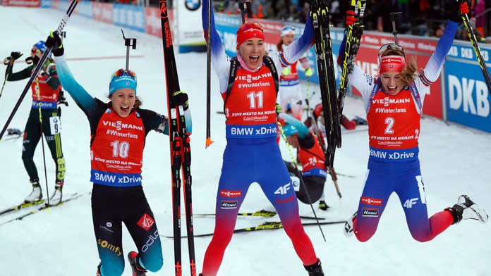 Alpský lyžiar Alexis Pinturault v slalome v Madonna Di Campiglio.
