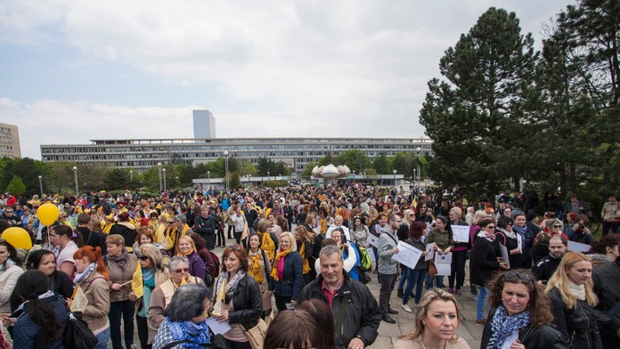 Protest učiteľov v Bratislave 