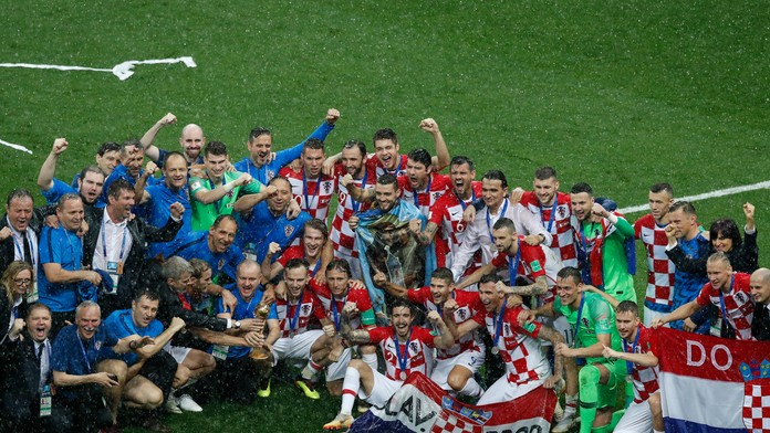 Chorvátsky tím po finále MS 2018.