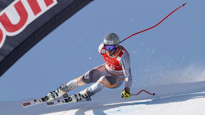 Nórsky lyžiar Kjetil Jansrud počas pretekov Svetového pohára.