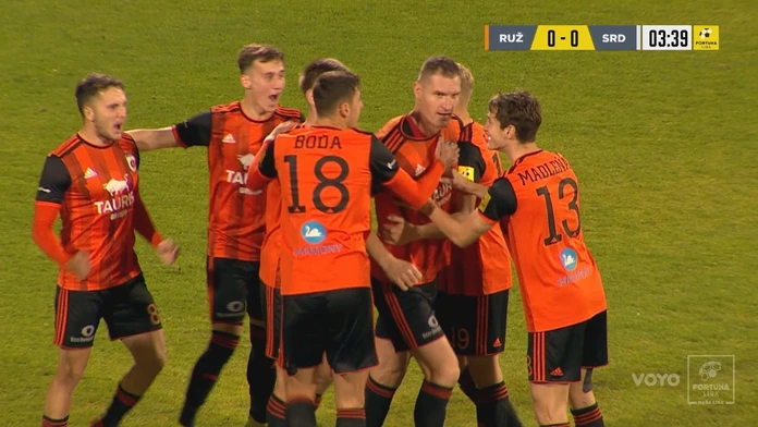 Ružomberčania sa tešia po strelení úvodného gólu.