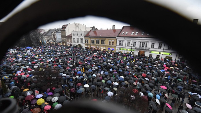 Košice - protest na Hlavnej ulici.