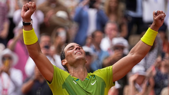 Nadalova radosť zo zisku rekordného titulu.