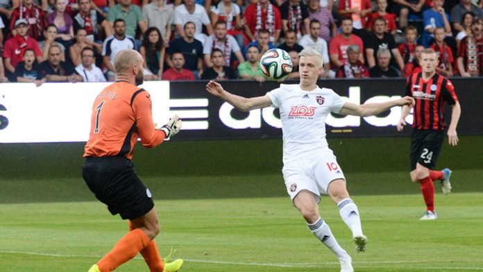 Ján Vlasko (Spartak Trnava) v zápase 3. predkola Európskej ligy UEFA s FC St. Johnstone v Zlatých Moravciach.