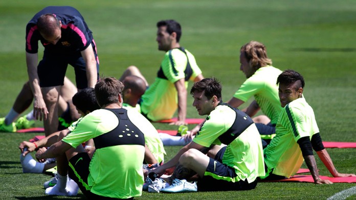 Tréning FC Barcelona pred finále Ligy majstrov.