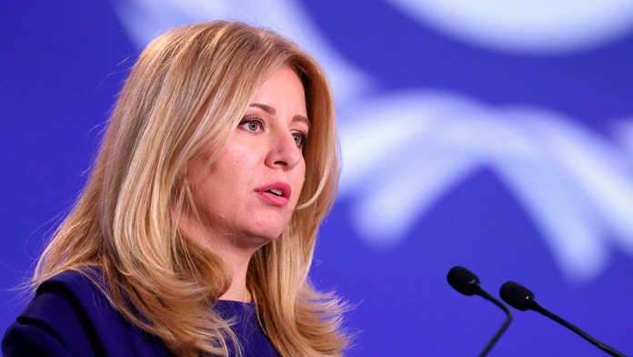 Prezidentka SR Zuzana Čaputová počas prejavu na klimatickom summite COP26 v Glasgowe.
