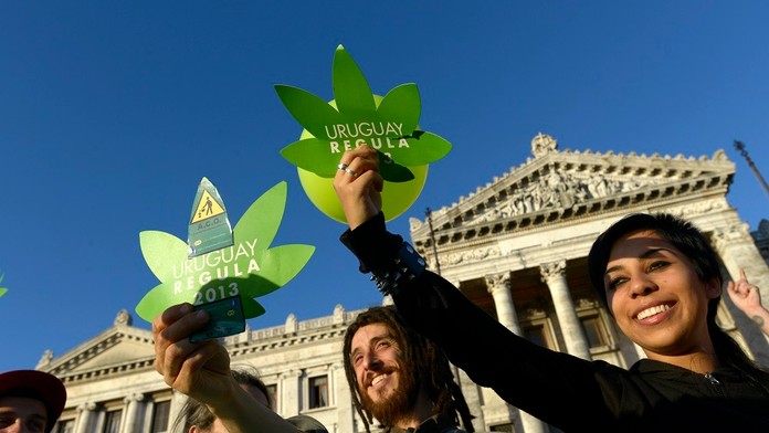 Uruguajskí aktivisti za marihuanu.