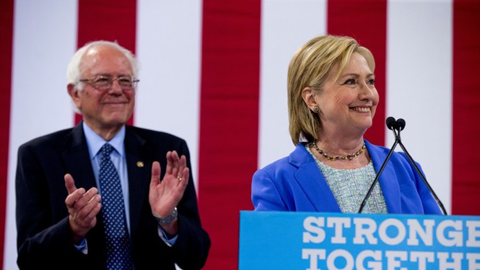 Bernie Sanders a Hillary Clintontonová.