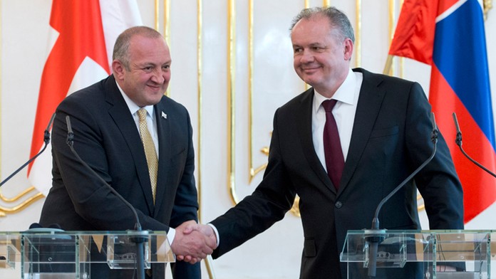 Gruzínsky prezident Giorgi Margvelašvili a Andrej Kiska. 