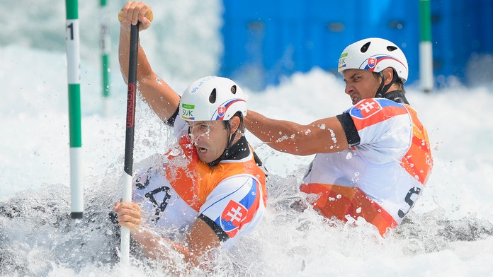 Slovenskí vodní slalomári Ladislav a Peter Škantárovci 
