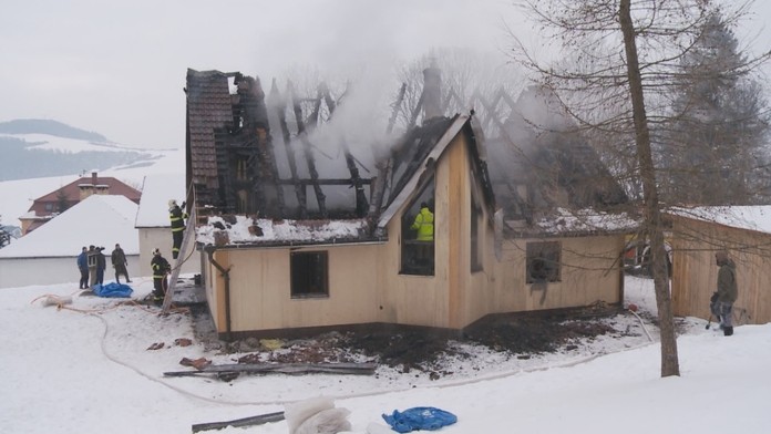 Požiar fary v obci Brezovička.