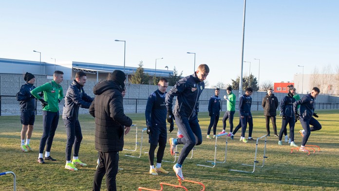 Tréningu futbalistov DAC 1904 Dunajská Streda na začiatku zimnej prípravy.