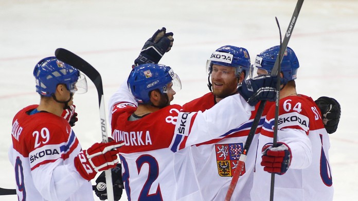 Radosť Čechov po strelení gólu.