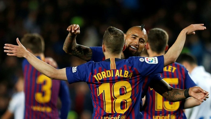 Radosť hráčov Barcelony