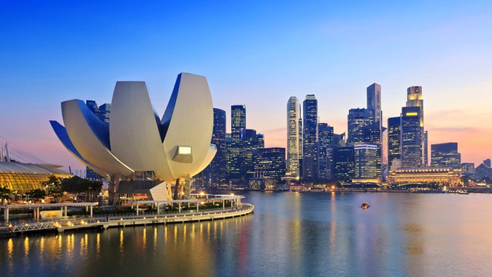 Pohľad na singapurskú časť Marina Bay.