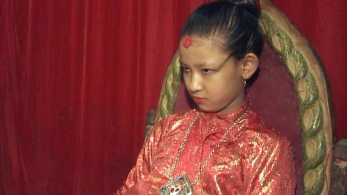 Živá bohyňa Kumari.  