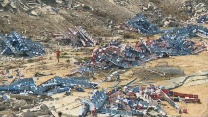 Zdemolovaný štadión v Rumunsku