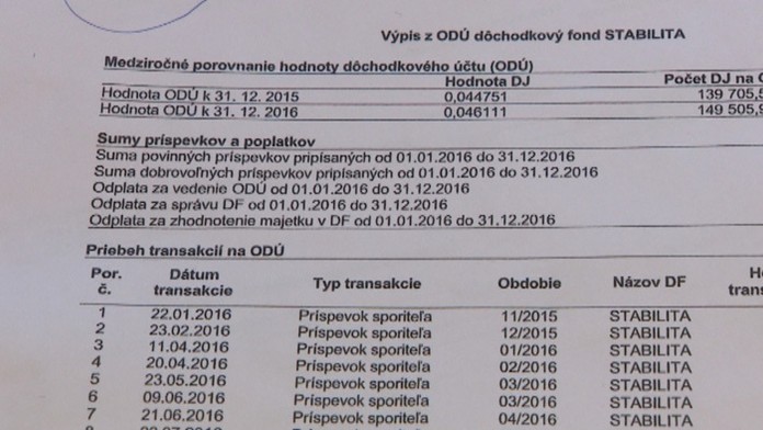 Výpis z účtu v II. pilieri
