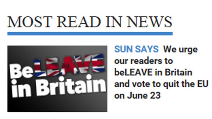 Populárny bulvárny denník The Sun podporil brexit.