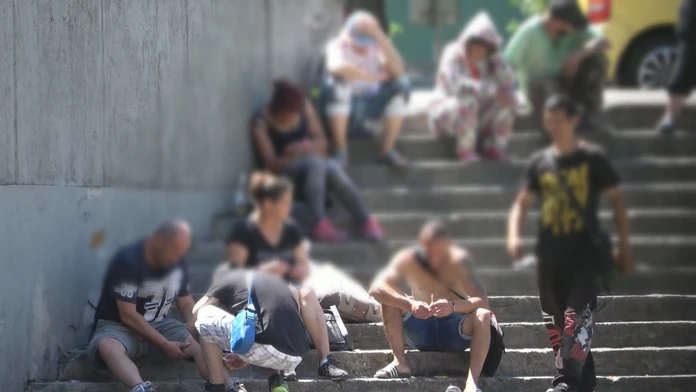 Narkomani pred Pentagonom.