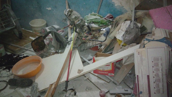 Spúšť po výbuchu ohrievača.