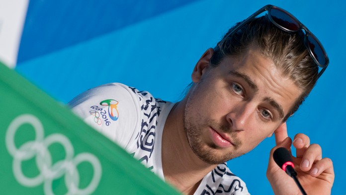 Peter Sagan počas tlačovej konferencie v Olympijskom parku v Riu.
