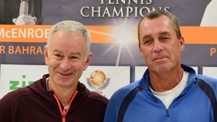 John McEnroe a Ivan Lendl pred tenisovou exhibíciou Tennis Champions.