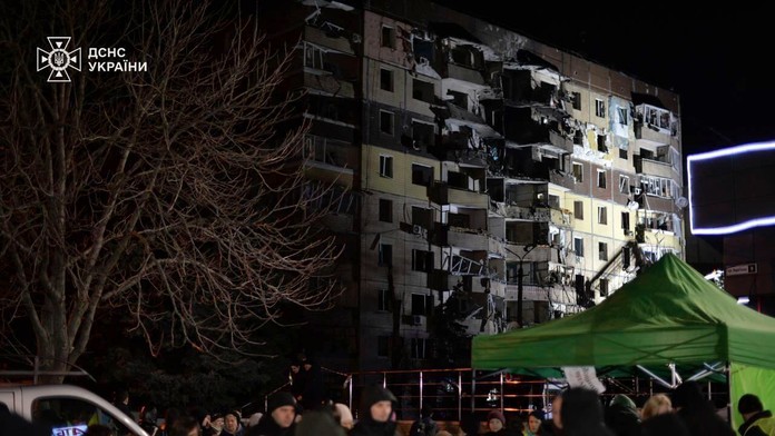 Ruský útok na ukrajinské mesto Kryvyj Rih.