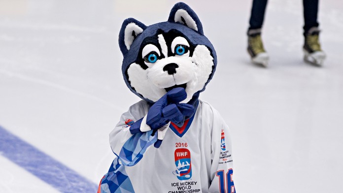 Maskot hokejových MS 2016 v Rusku Lajka