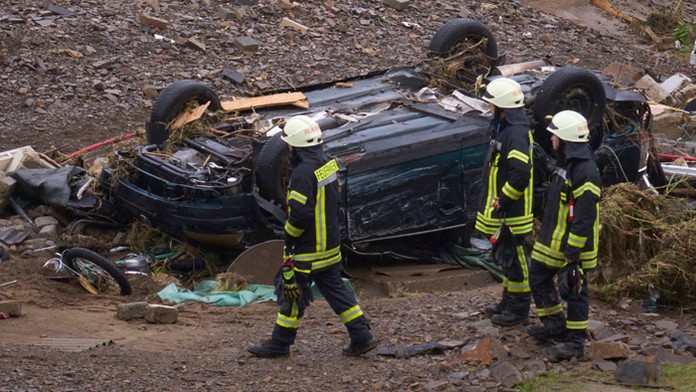 Škody po záplavách v obci Schuld v nemeckej spolkovej krajine Porýnie-Falcko.