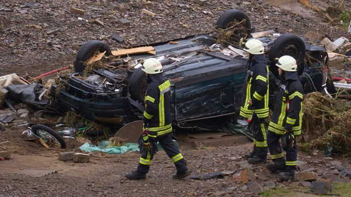 Škody po záplavách v obci Schuld v nemeckej spolkovej krajine Porýnie-Falcko.