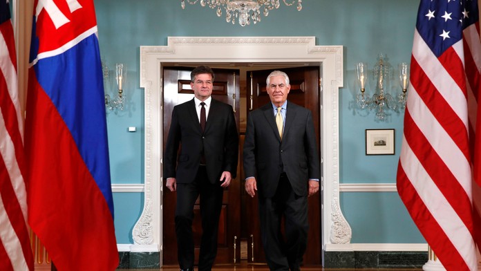 Americký minister zahraničných vecí Rex Tillerson s Miroslavom Lajčákom