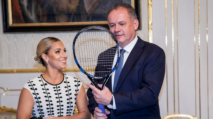 Prezident SR Andrej Kiska prijal slovenskú tenistku Dominiku Navara Cibulkovú.