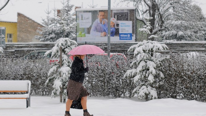 Sneženie v Poprade.