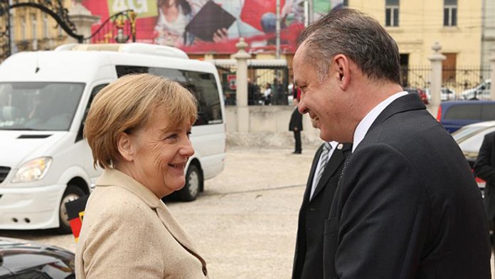 Nemecká kancelárka Angela Merkelová a prezident Andrej Kiska.
