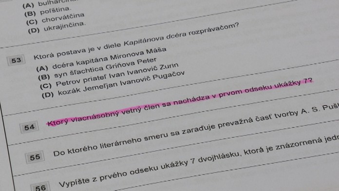 Komplikácie nastali pri otázke č. 54.