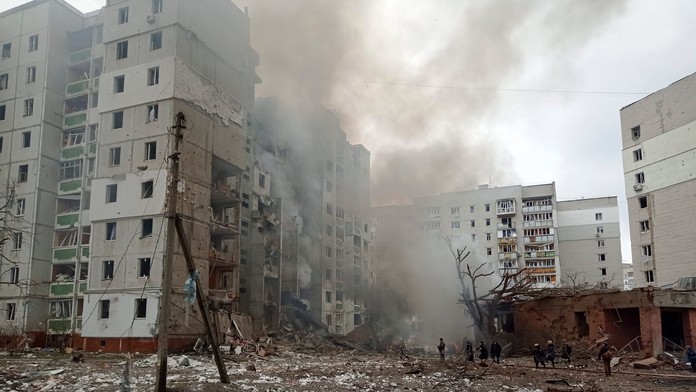 Zničené mesto Černihiv.