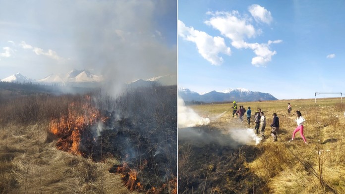 Na lúke v blízkosti obce vypukol požiar, zasiahol aj les