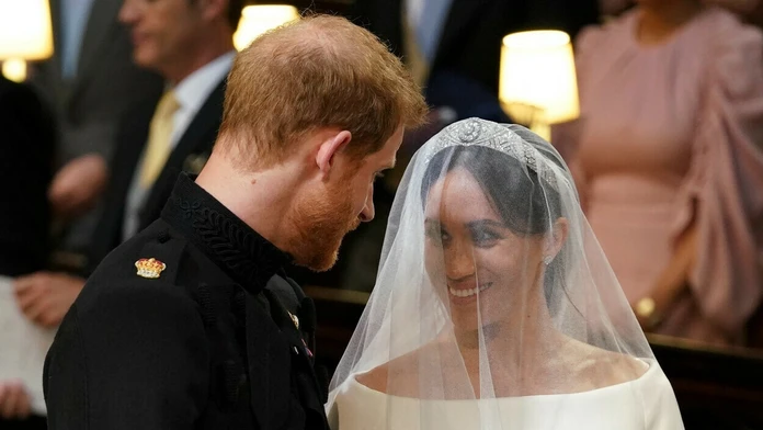 Princ Harry a Meghan Markle počas svadobnej ceremónie