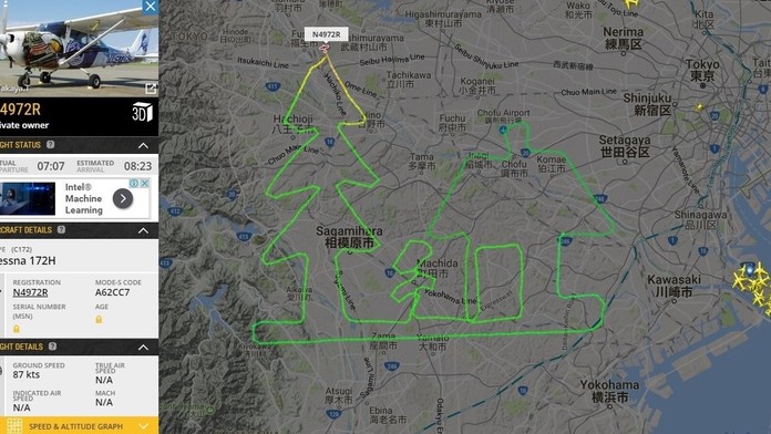 Trasa letu zaznamenaná na Flight radare.