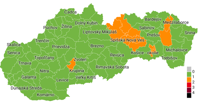 Aktuálne rozdelenie okresov.