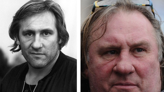 Gérard Depardieu kedysi a dnes.