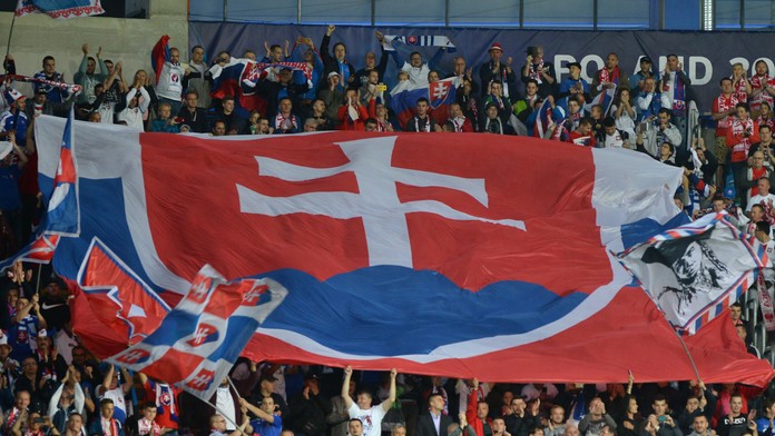 Na snímke slovenskí fanúšikovia v zápase Poľsko - Slovensko na ME vo futbale do 21 rokov.