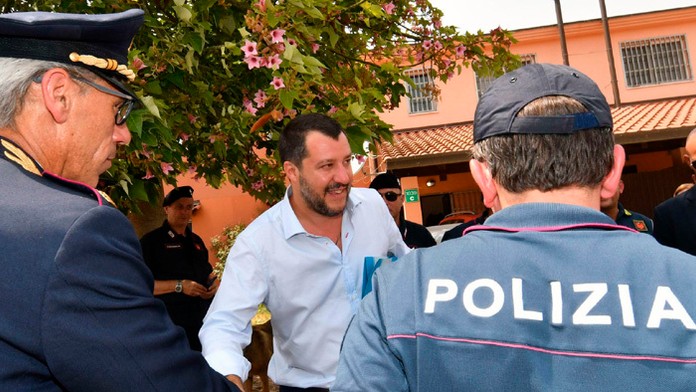 Taliansky minister vnútra Matteo Salvini v mestečku Mineo na ostrove Sicília.