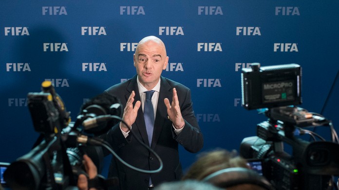 Prezident Medzinárodnej futbalovej federácie (FIFA) Gianni Infantino po Kongrese FIFA.